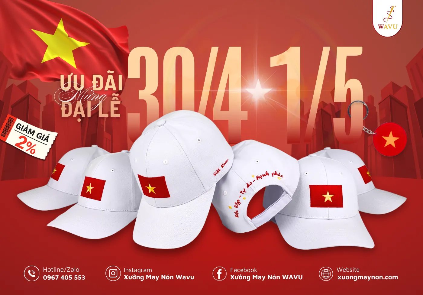 Xưởng May Nón Wavu mừng Đại lễ 30/04 – 01/05