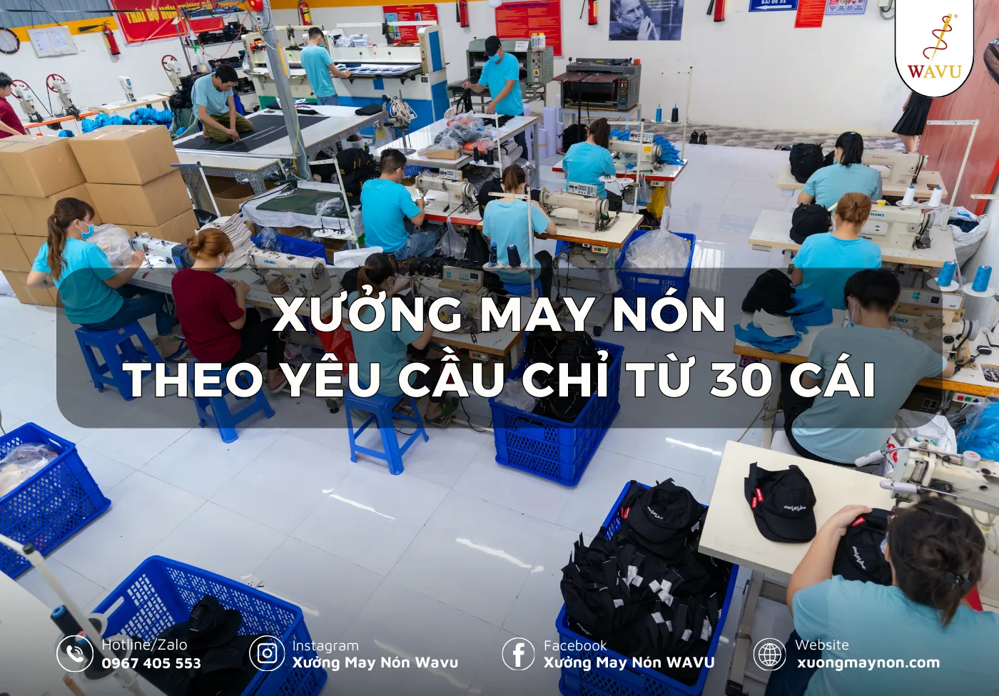 Xưởng may nón theo yêu cầu chỉ từ 30 cái
